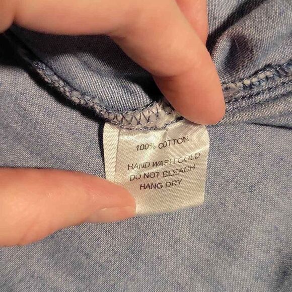 Mod Ref Denim Scalloped Strappy V-Neck Sleeveless Mini Dress - Picture 4 of 7